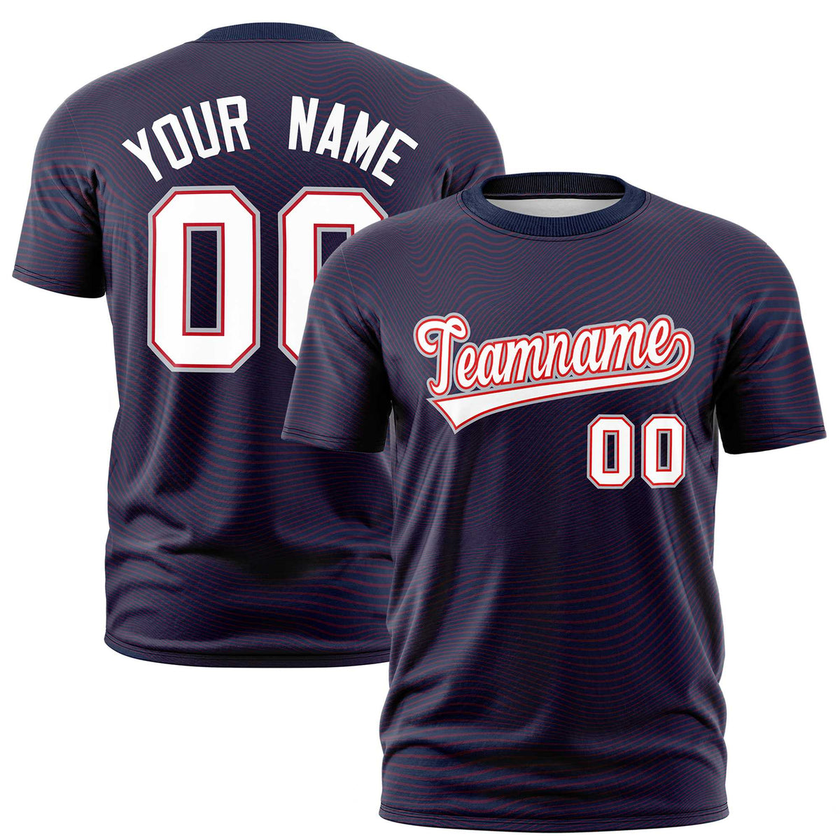 Custom Navy White Personalized High Wire Pattern Performance T-Shirt