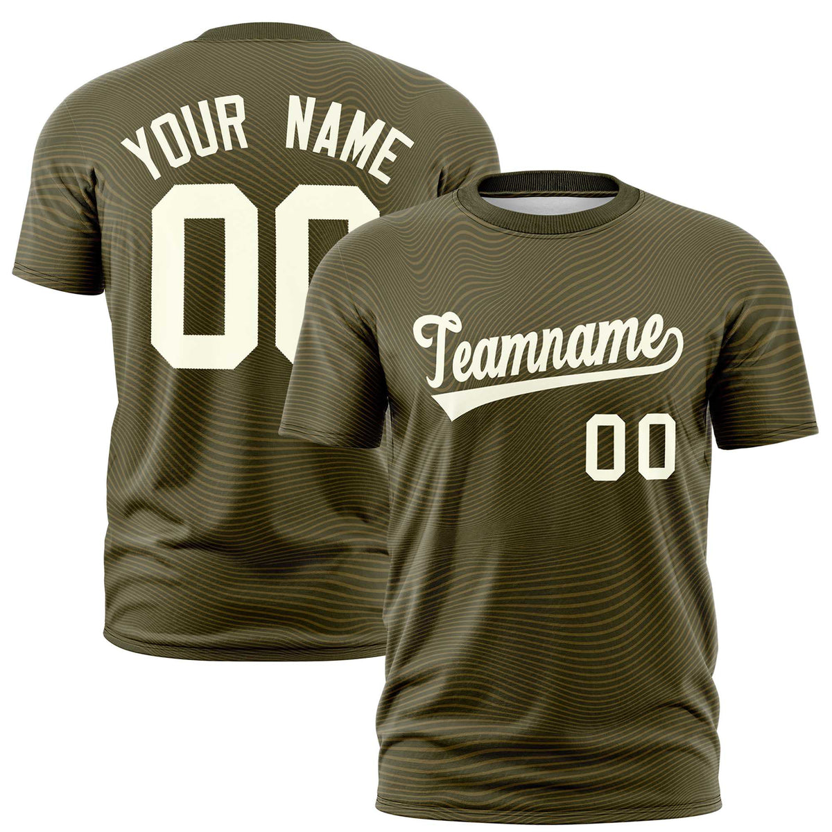 Custom Olive Cream Personalized High Wire Pattern Performance T-Shirt