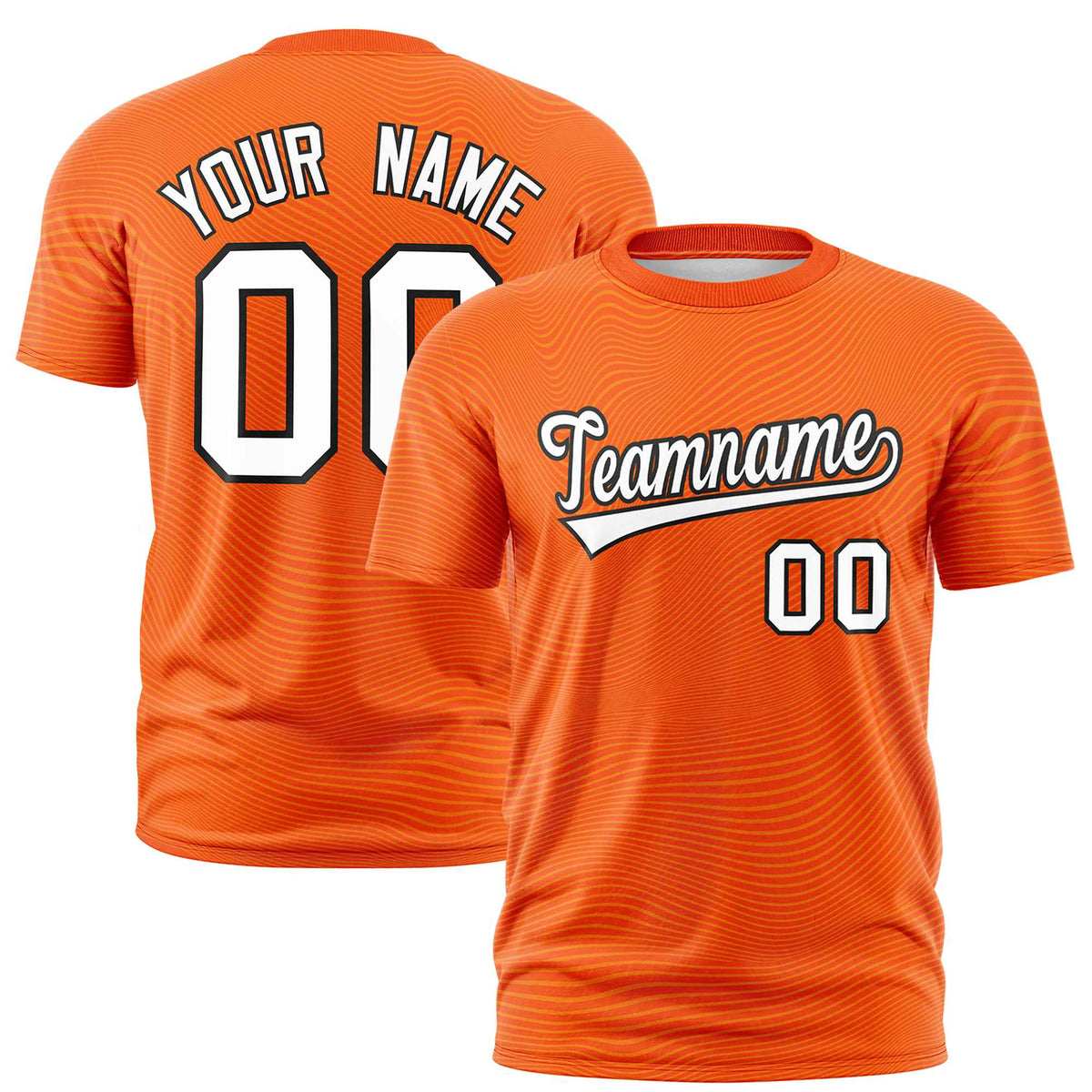Custom Orange White Personalized High Wire Pattern Performance T-Shirt