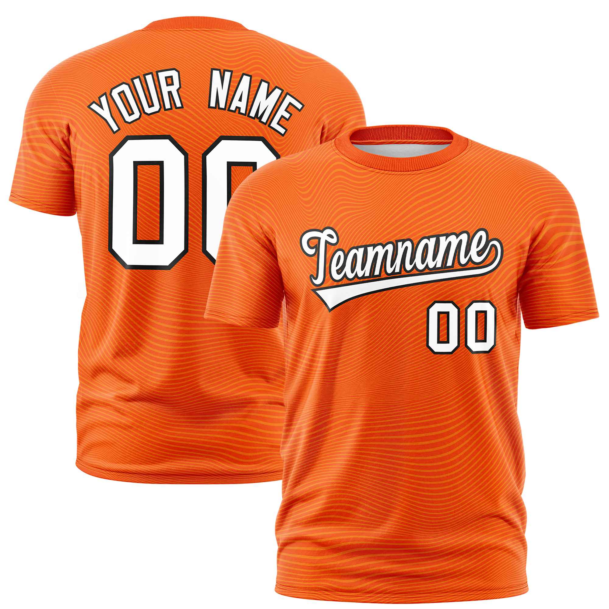 Custom Orange White Personalized High Wire Pattern Performance T-Shirt