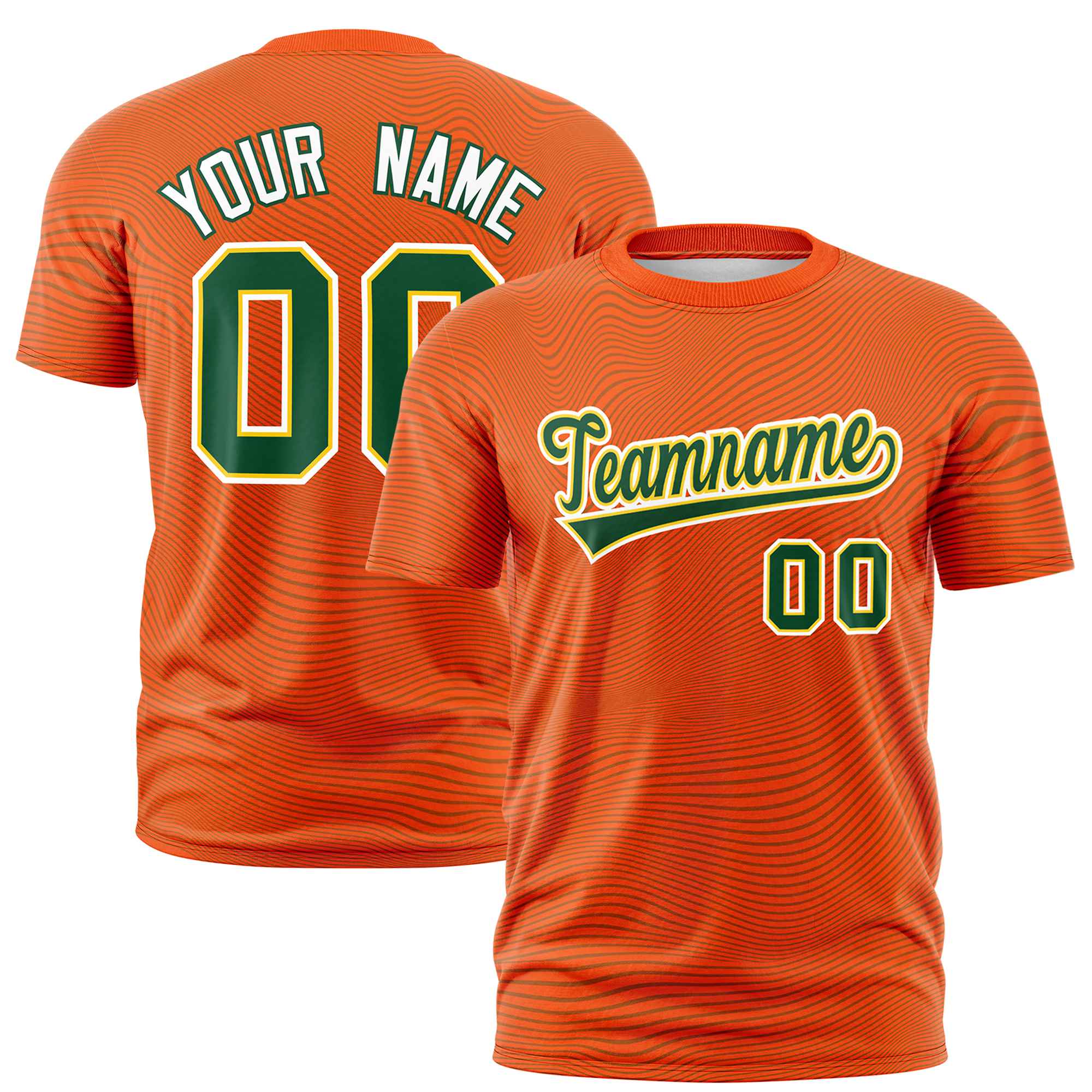 Custom Orange Green Personalized High Wire Pattern Performance T-Shirt