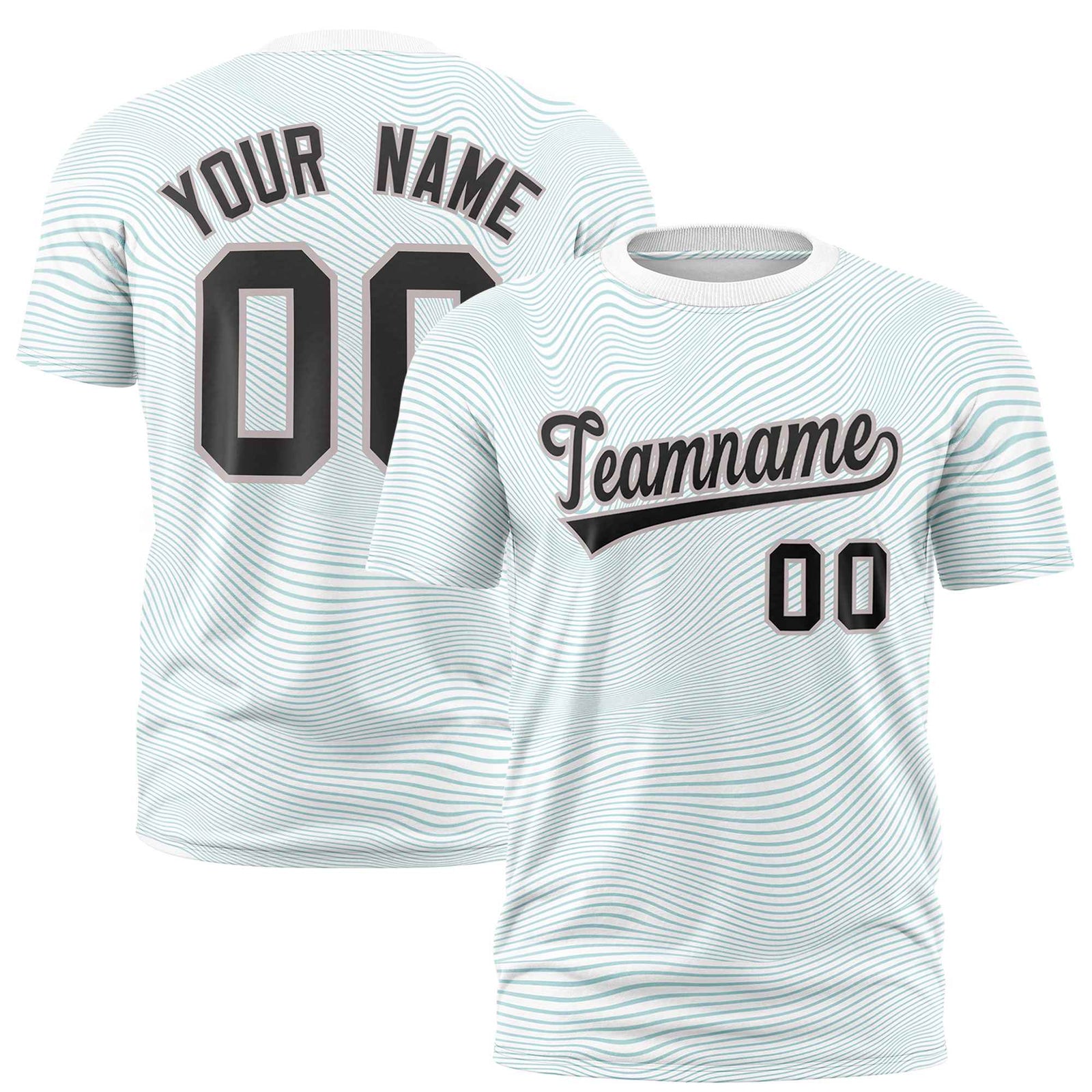 Custom White Black Personalized High Wire Pattern Performance T-Shirt