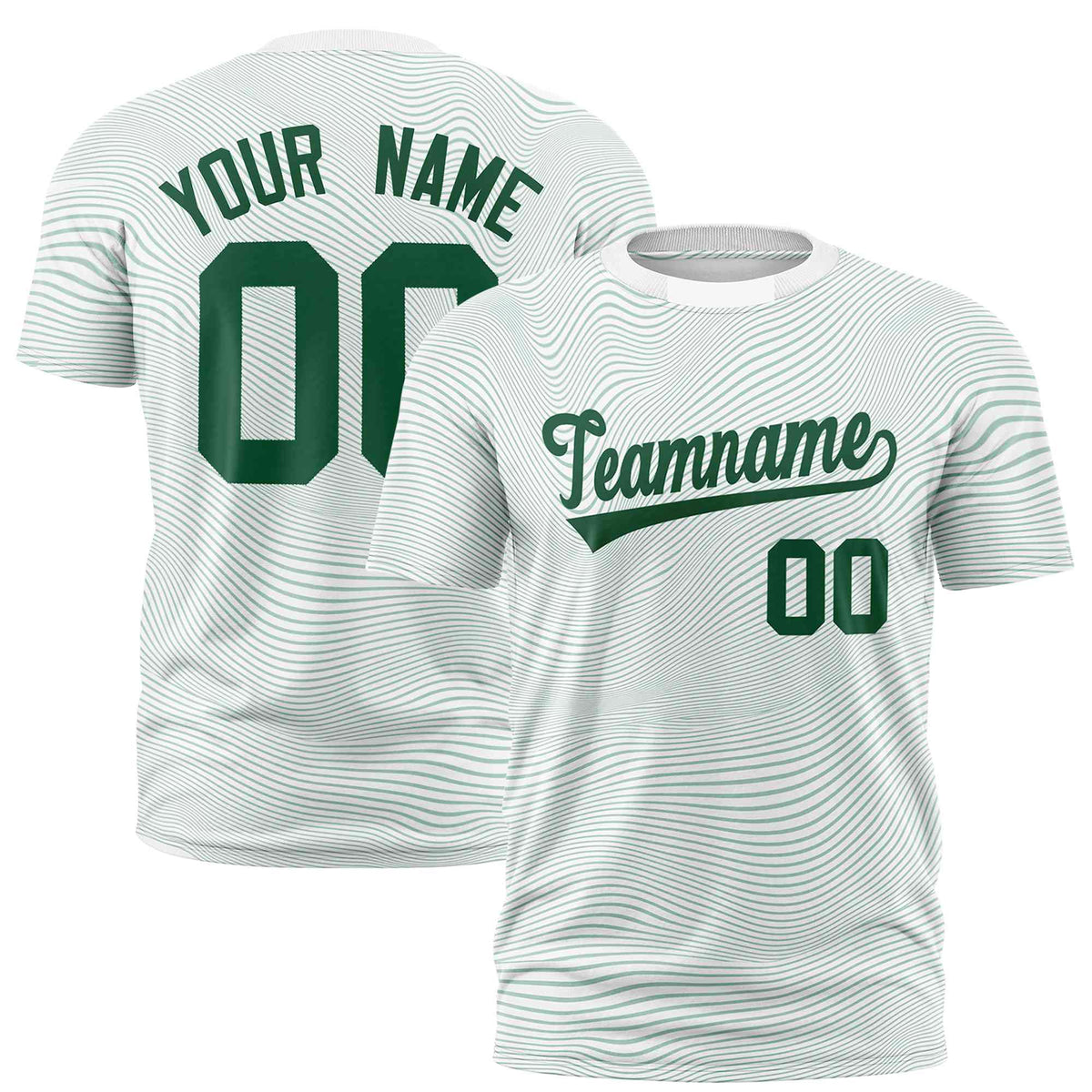 Custom White Green Personalized High Wire Pattern Performance T-Shirt