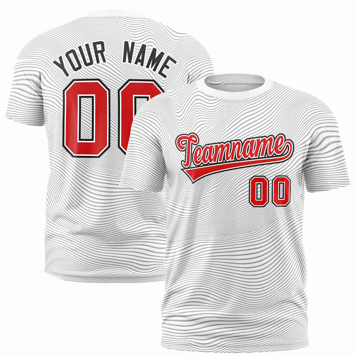Custom White Red Personalized High Wire Pattern Performance T-Shirt