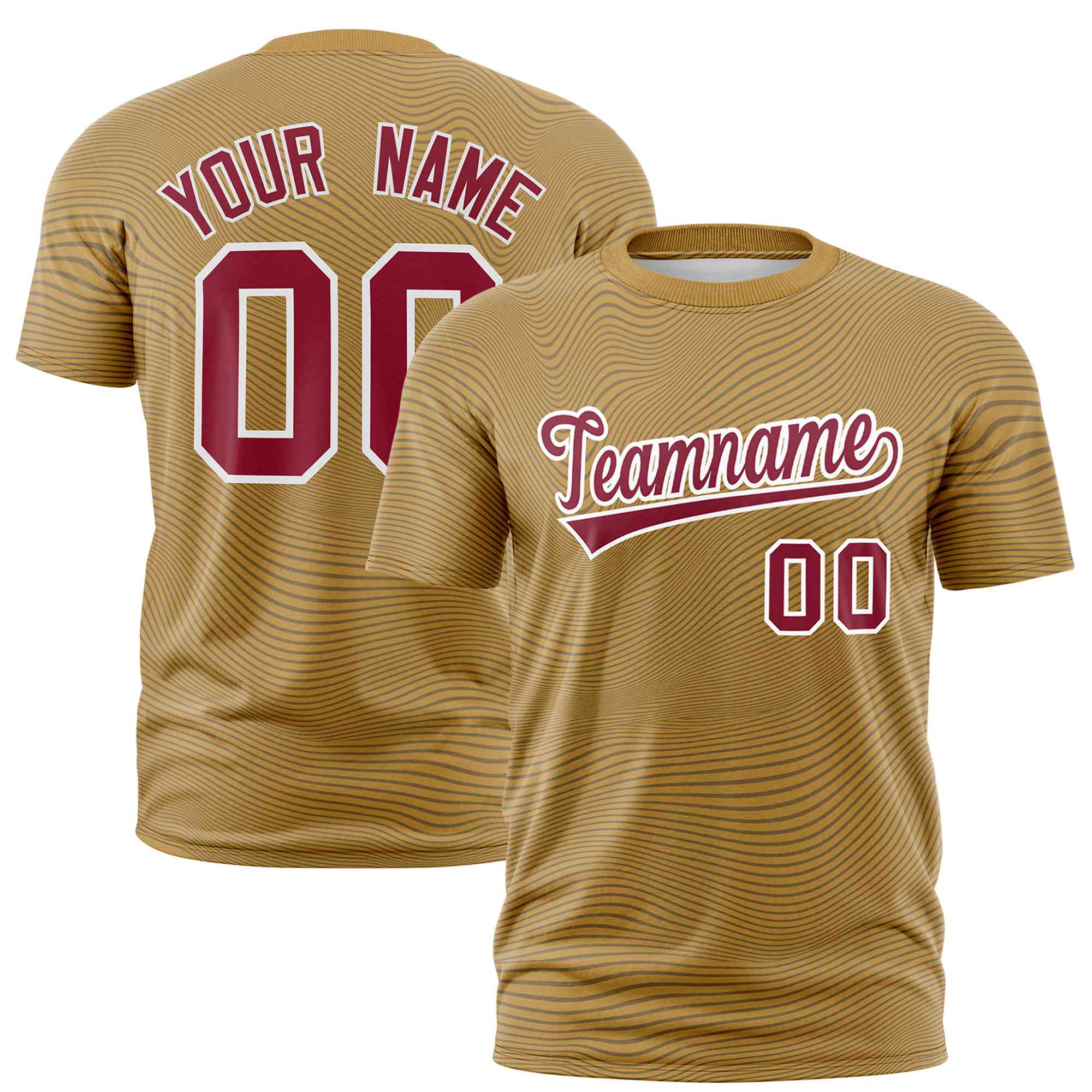 Custom Khaki Crimson Personalized High Wire Pattern Performance T-Shirt