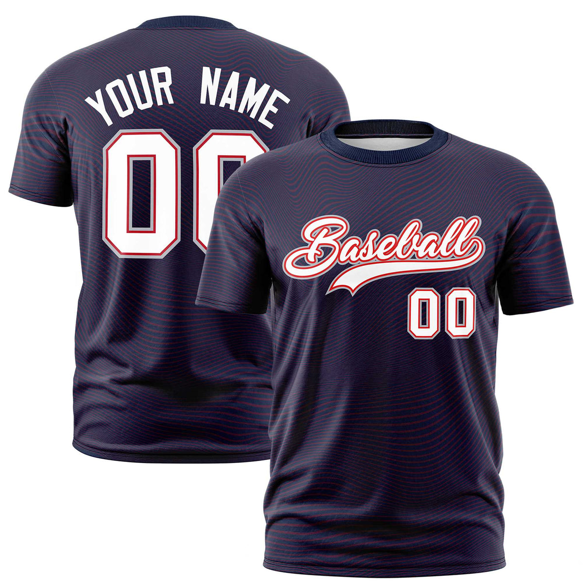 Custom Navy White Personalized High Wire Pattern Performance T-Shirt