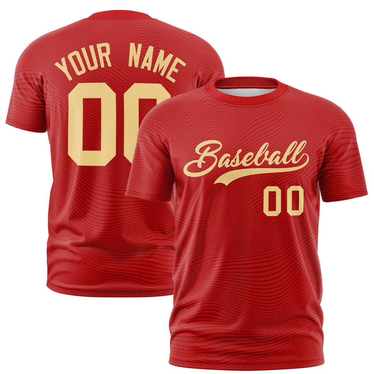 Custom Red Old Gold Personalized High Wire Pattern Performance T-Shirt