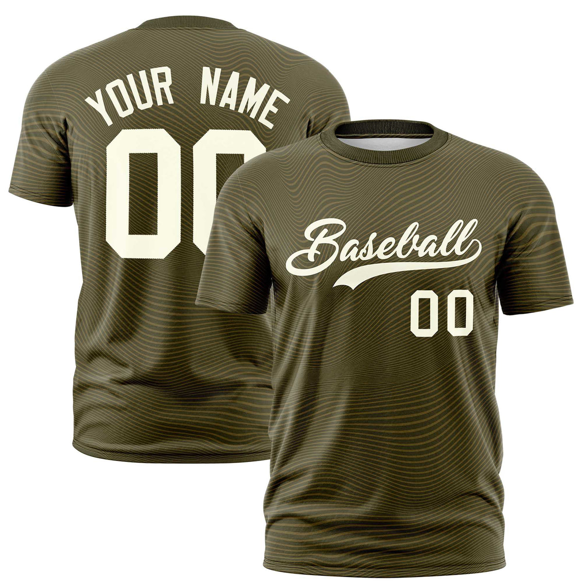 Custom Olive Cream Personalized High Wire Pattern Performance T-Shirt