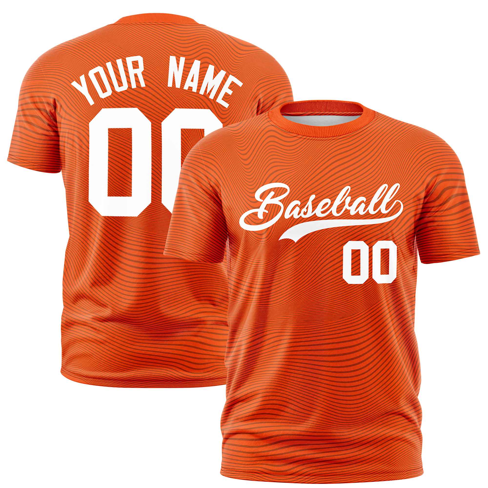 Custom Orange White Personalized High Wire Pattern Performance T-Shirt