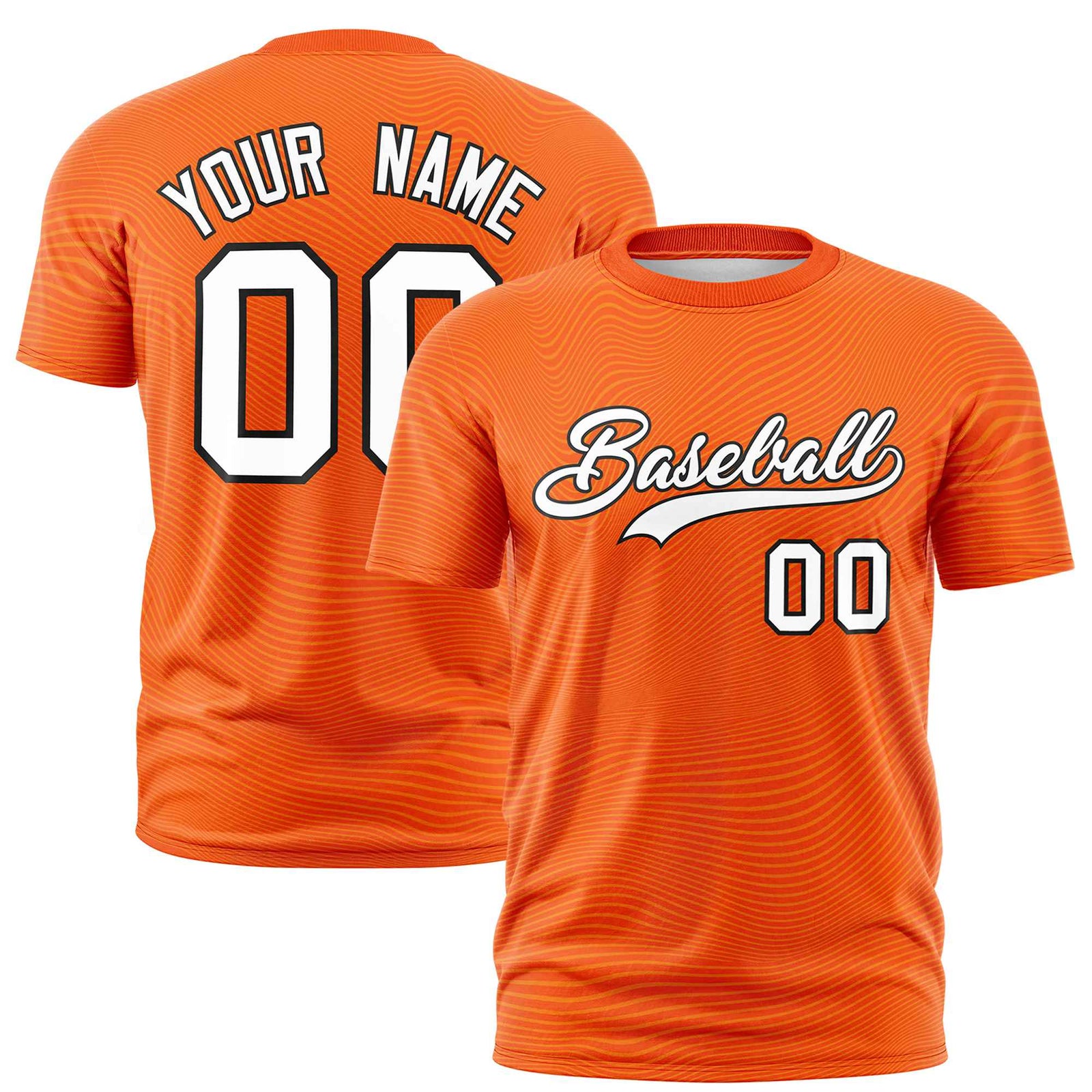 Custom Orange White Personalized High Wire Pattern Performance T-Shirt