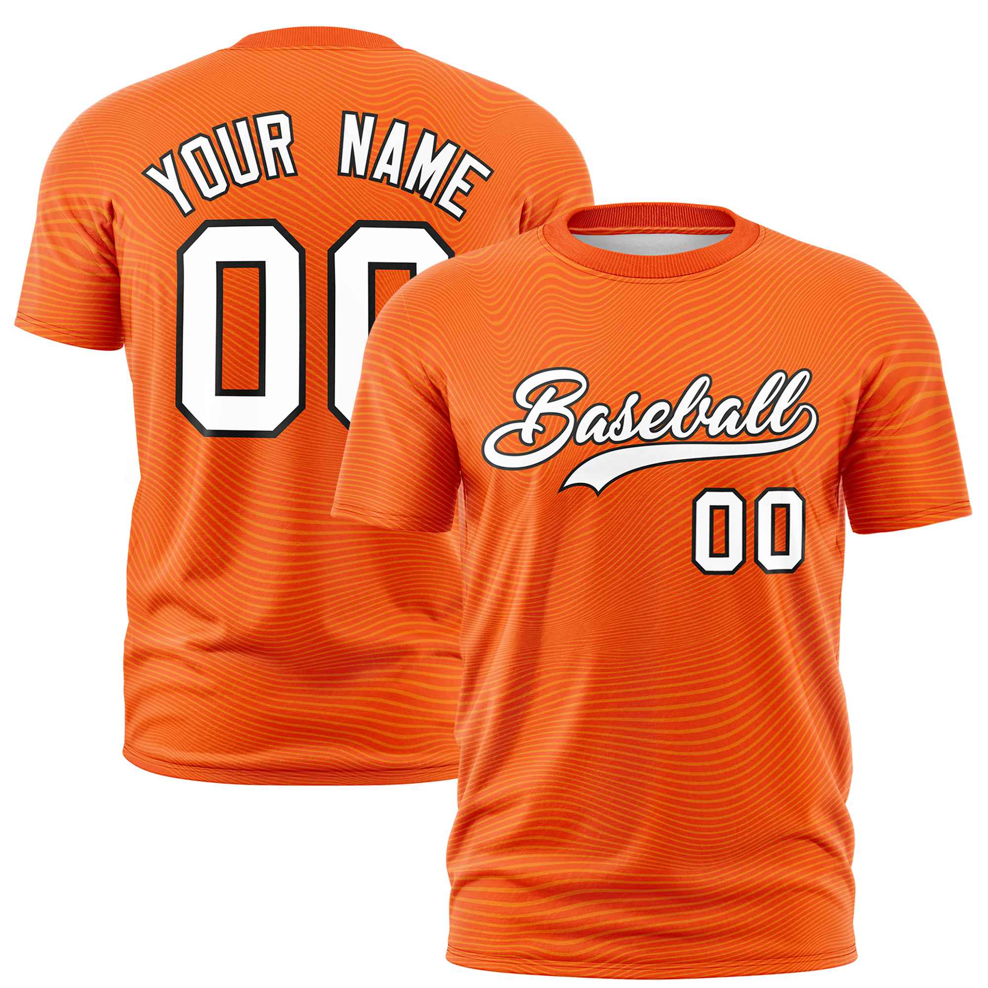 Custom Orange White Personalized High Wire Pattern Performance T-Shirt