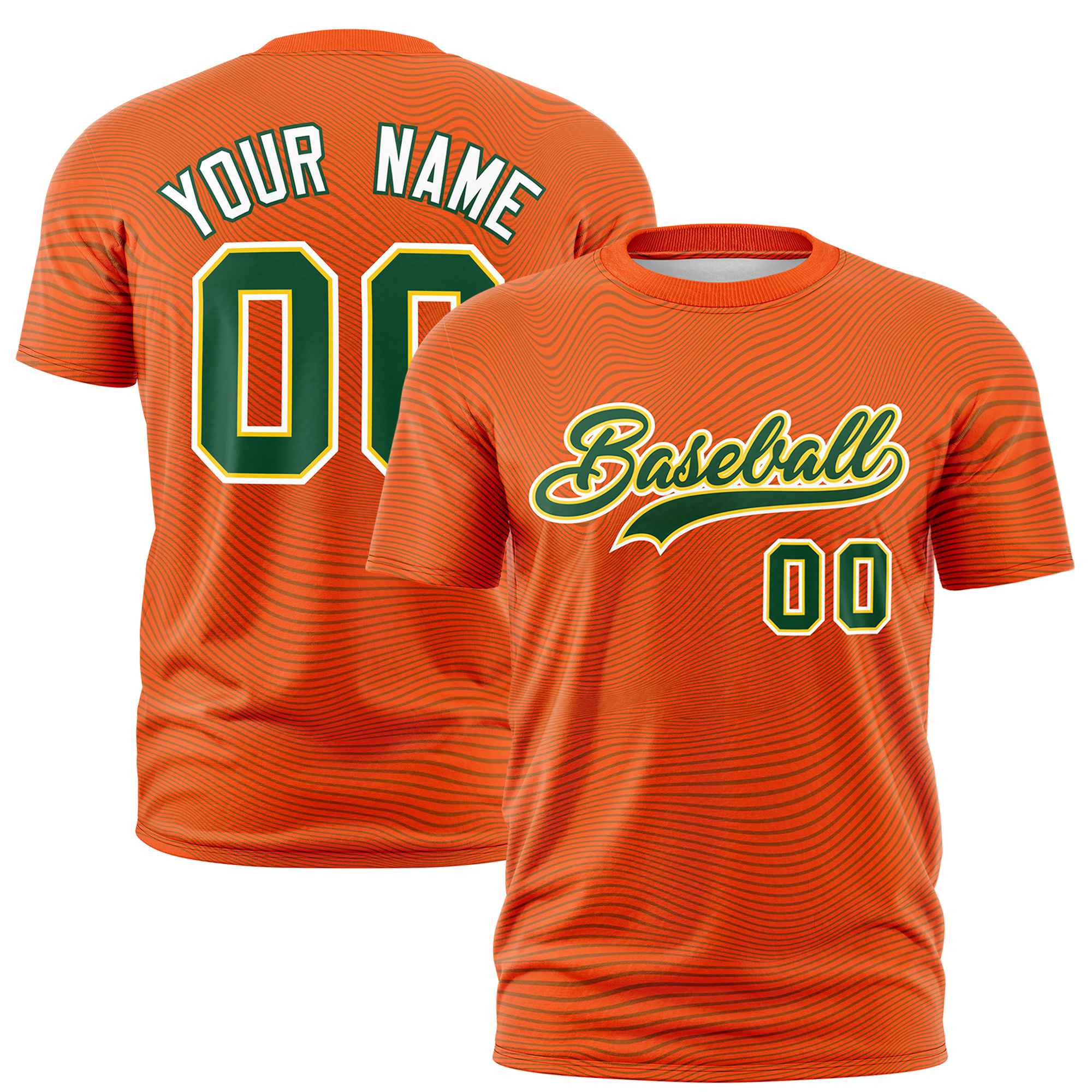 Custom Orange Green Personalized High Wire Pattern Performance T-Shirt