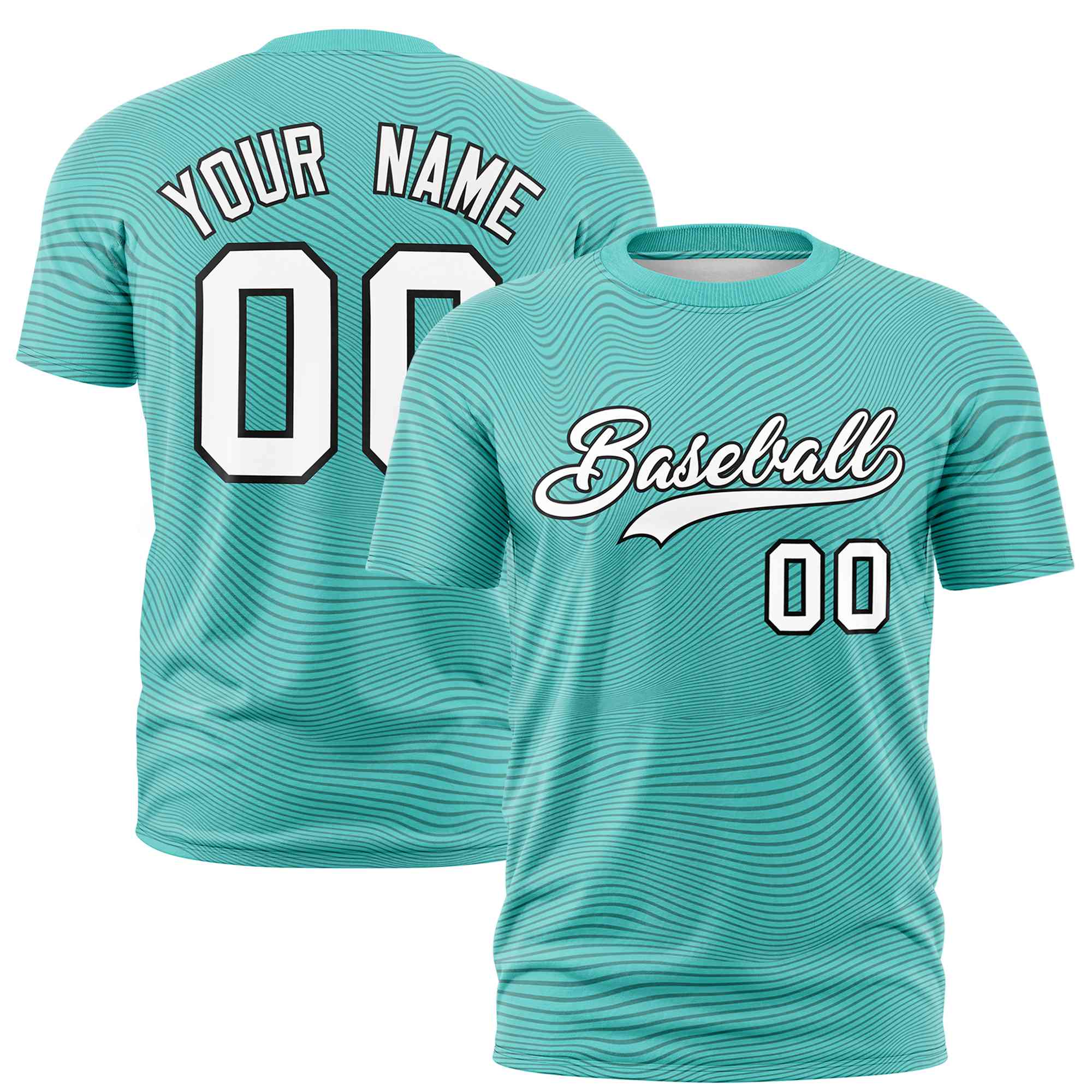 Custom Aqua White Personalized High Wire Pattern Performance T-Shirt