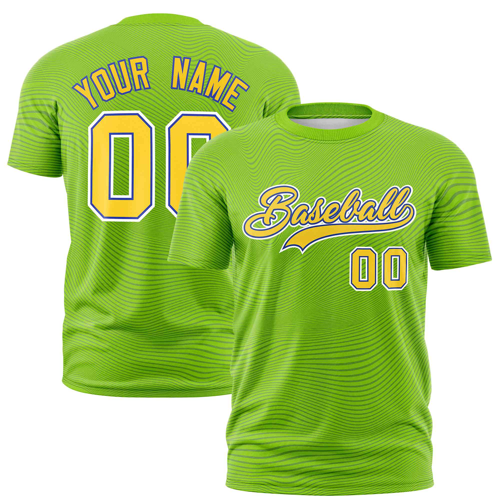 Custom Neon Green Gold01 Personalized High Wire Pattern Performance T-Shirt