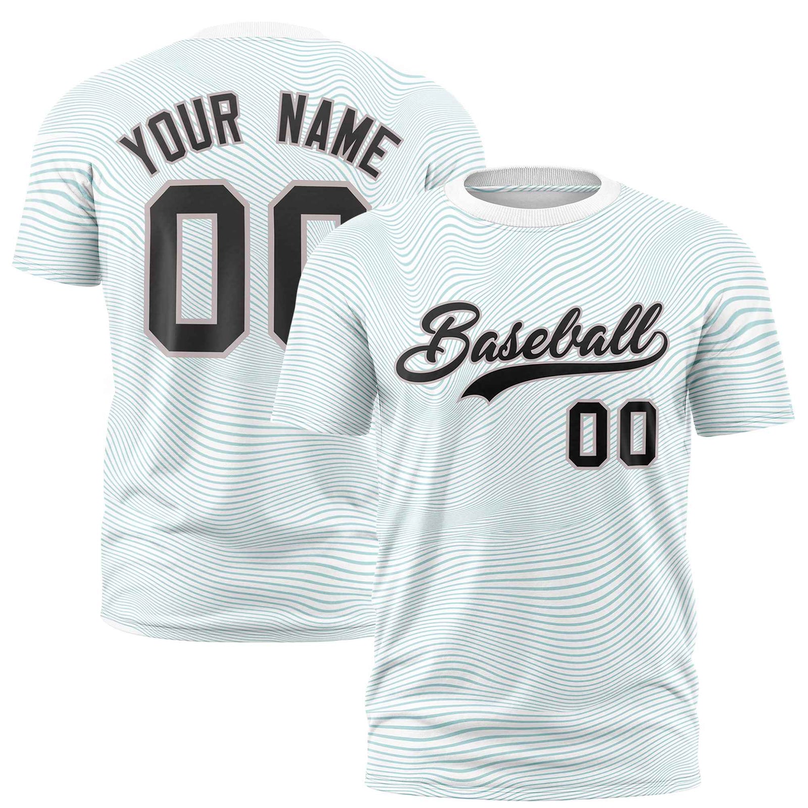 Custom White Black Personalized High Wire Pattern Performance T-Shirt