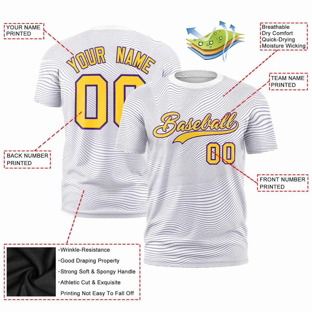 Custom White Gold01 Personalized High Wire Pattern Performance T-Shirt