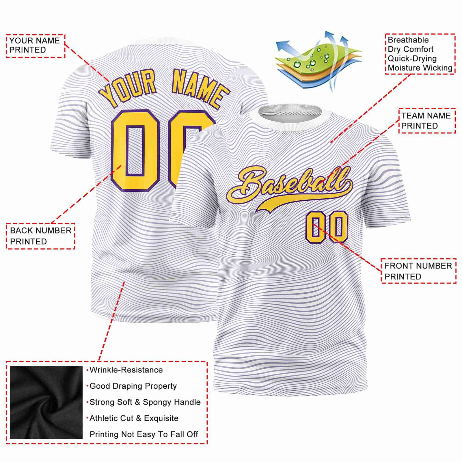 Custom White Gold01 Personalized High Wire Pattern Performance T-Shirt