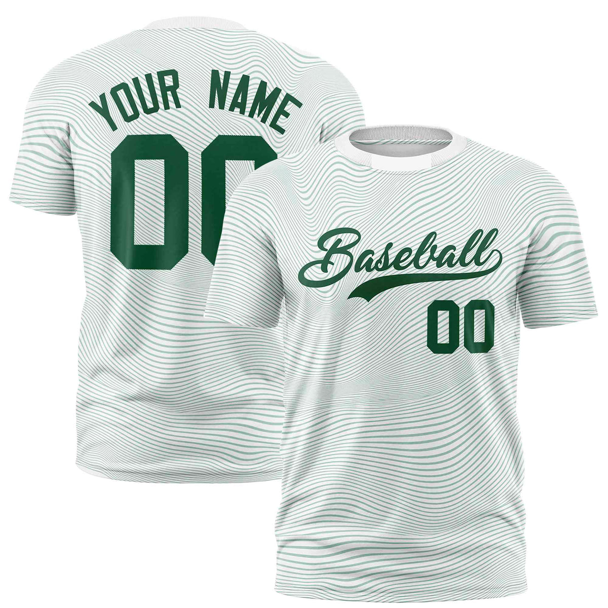 Custom White Green Personalized High Wire Pattern Performance T-Shirt