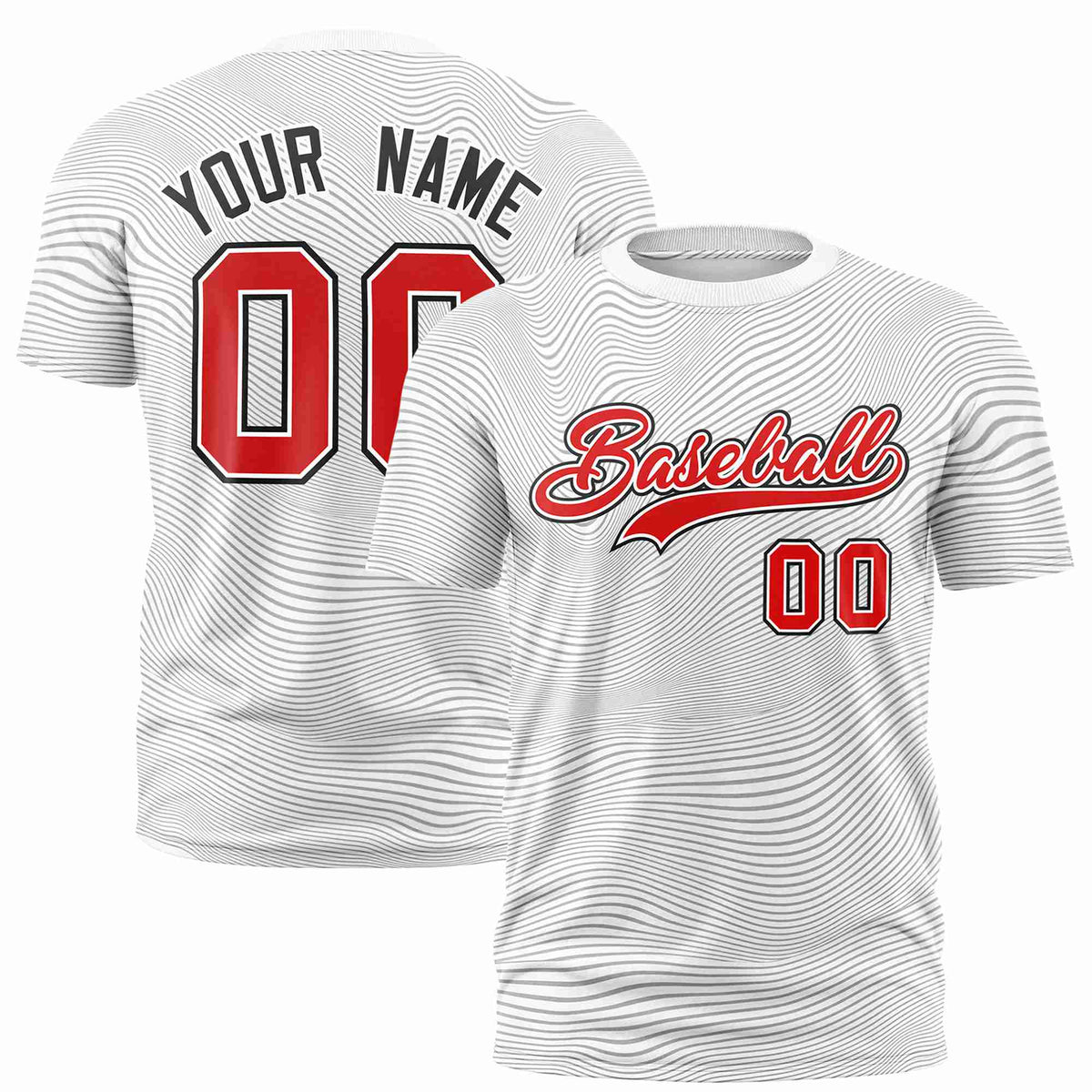 Custom White Red Personalized High Wire Pattern Performance T-Shirt