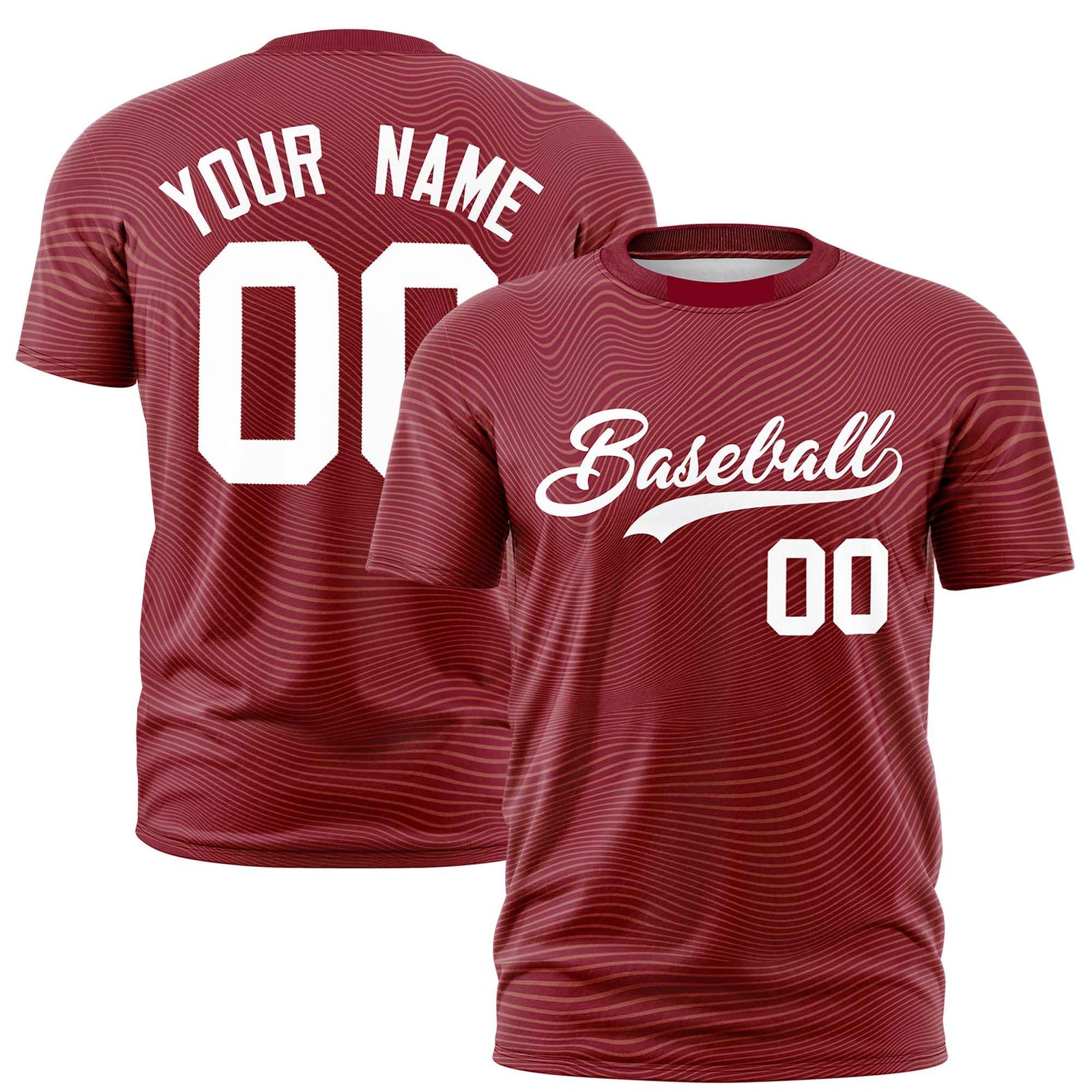 Custom Crimson White Personalized High Wire Pattern Performance T-Shirt