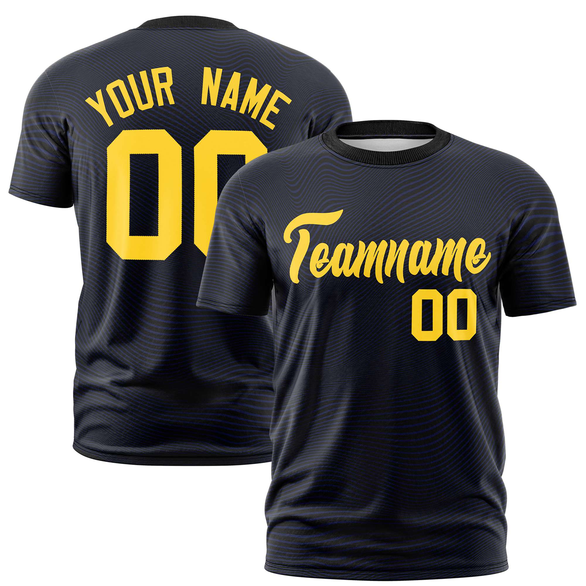 Custom Navy Gold1 Personalized High Wire Pattern Performance T-Shirt