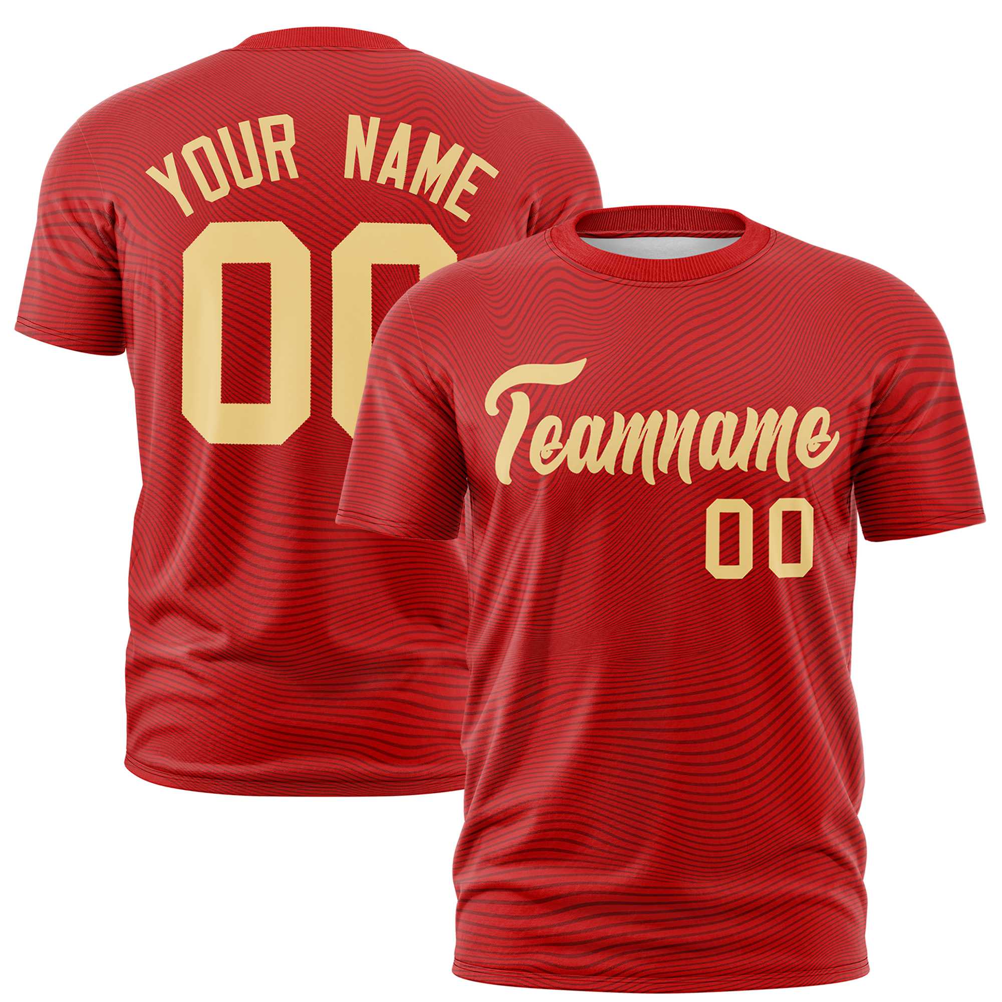 Custom Red Old Gold Personalized High Wire Pattern Performance T-Shirt