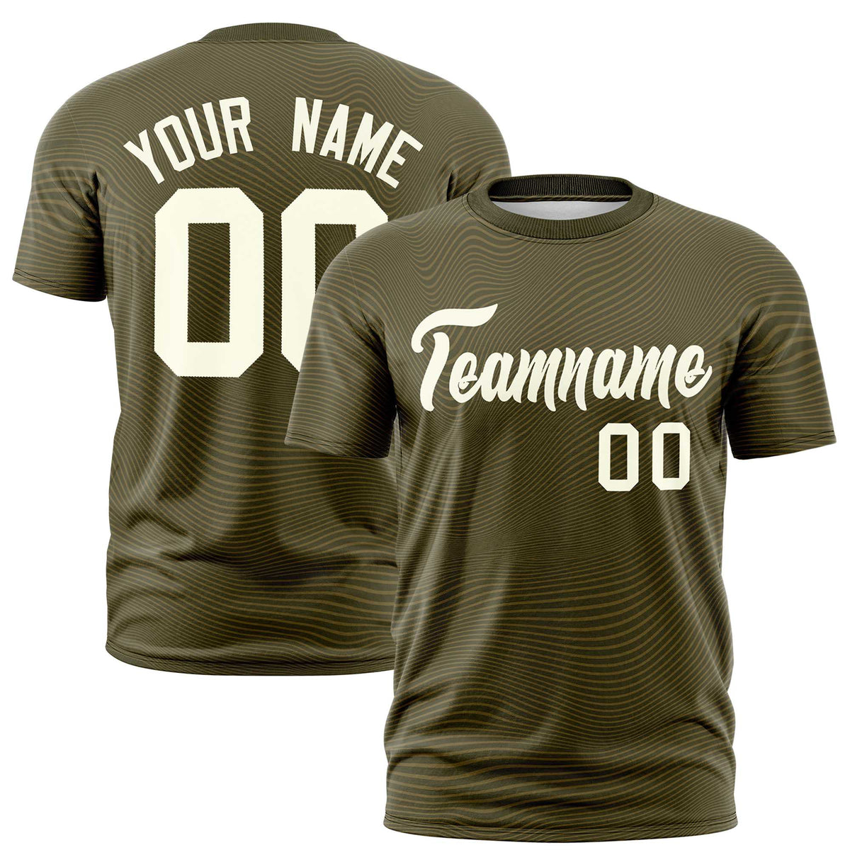 Custom Olive Cream Personalized High Wire Pattern Performance T-Shirt