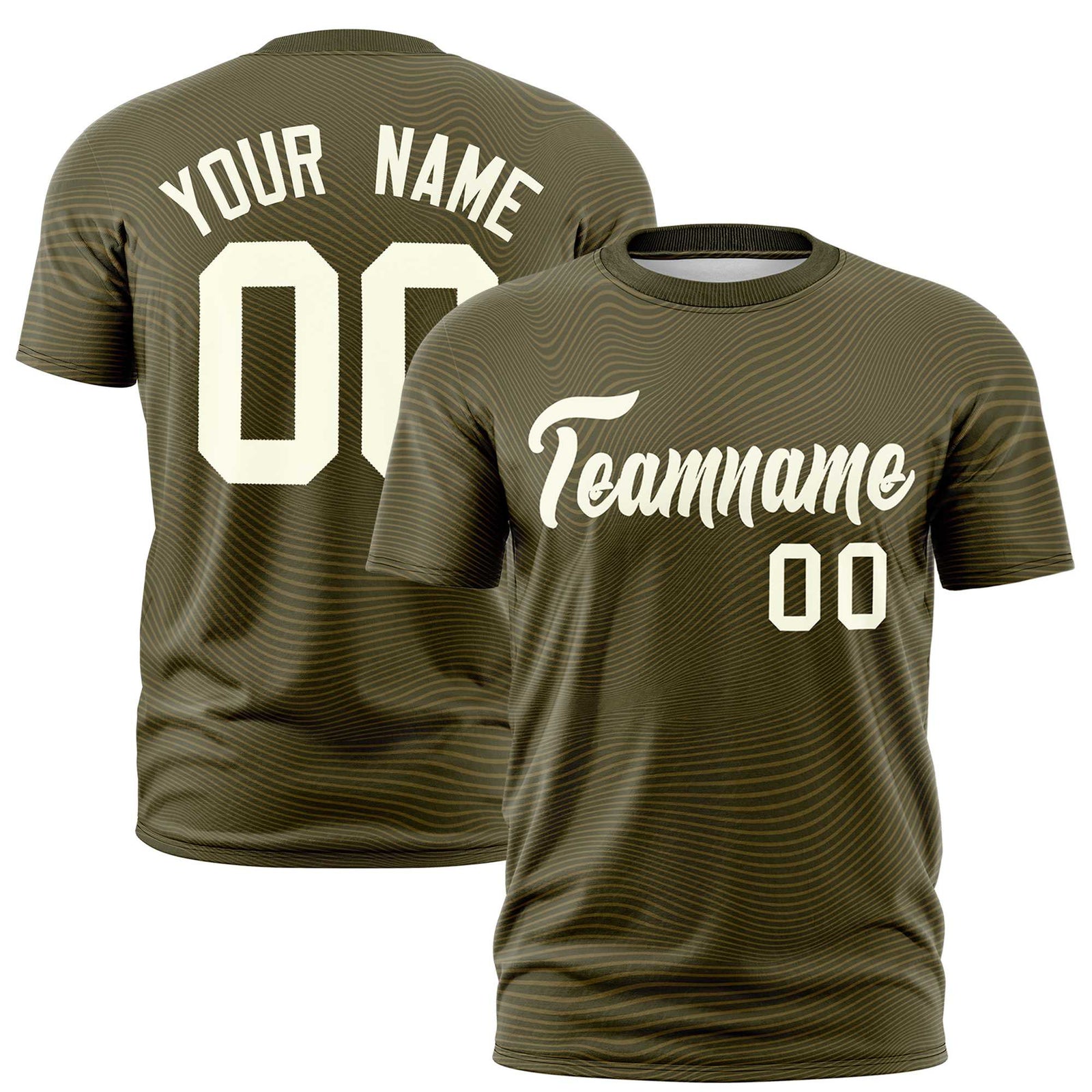 Custom Olive Cream Personalized High Wire Pattern Performance T-Shirt