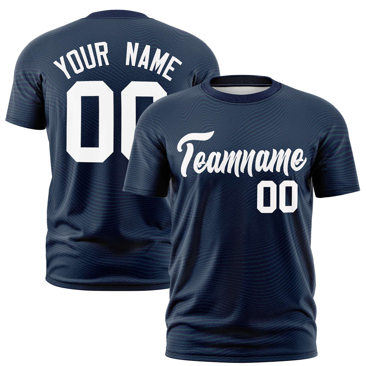 Custom Navy White Personalized High Wire Pattern Performance T-Shirt