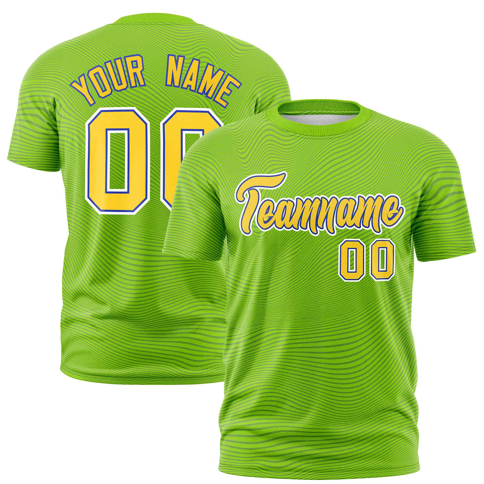 Custom Neon Green Gold01 Personalized High Wire Pattern Performance T-Shirt