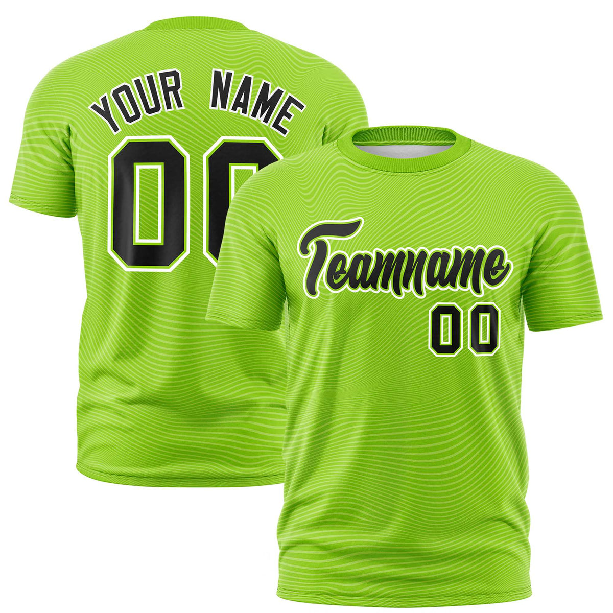 Custom Neon Green Black Personalized High Wire Pattern Performance T-Shirt