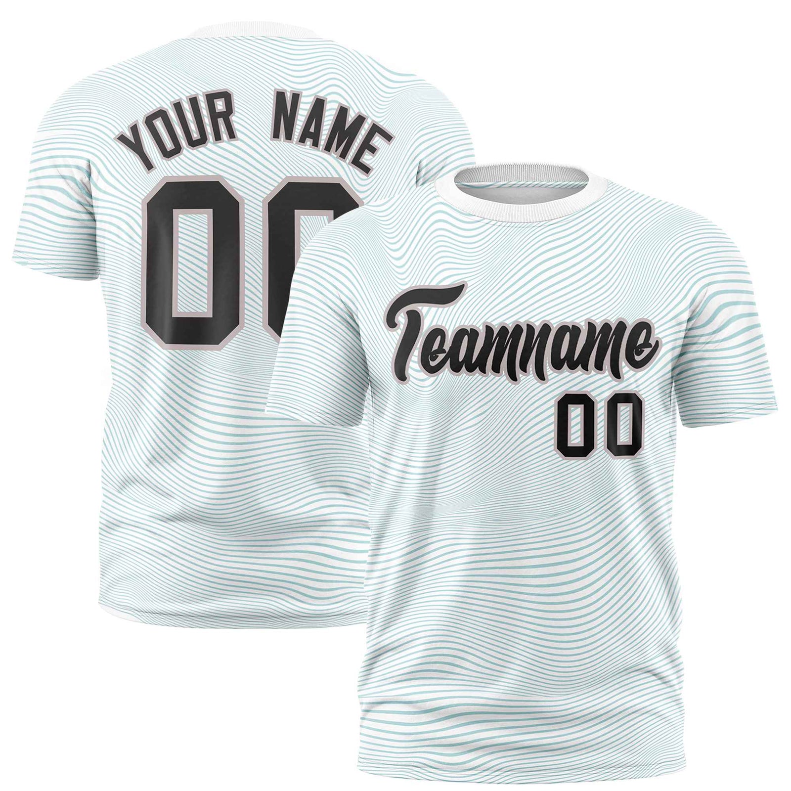 Custom White Black Personalized High Wire Pattern Performance T-Shirt