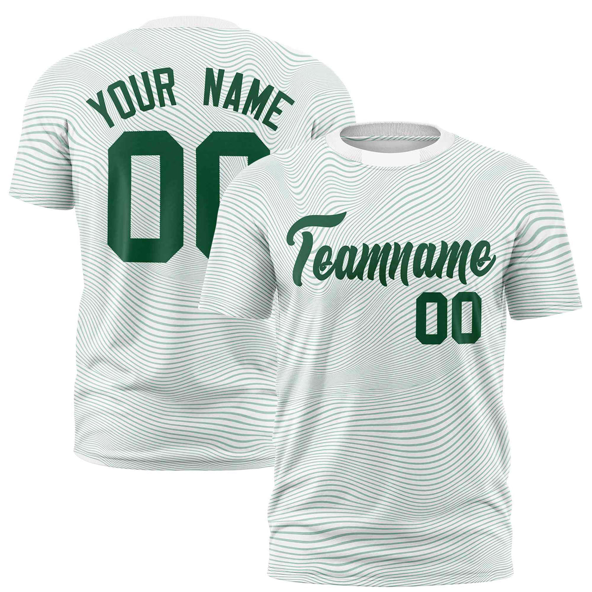 Custom White Green Personalized High Wire Pattern Performance T-Shirt