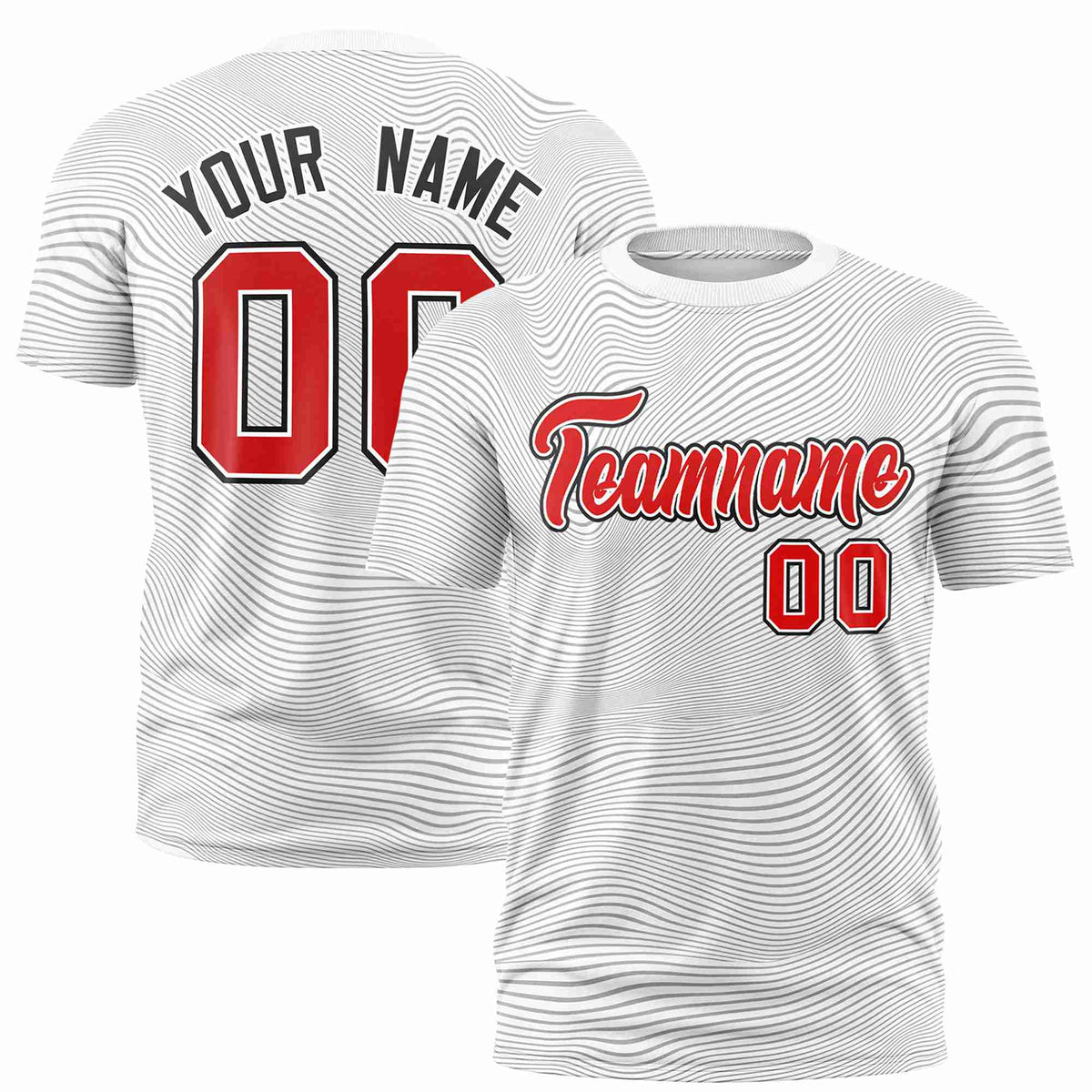 Custom White Red Personalized High Wire Pattern Performance T-Shirt