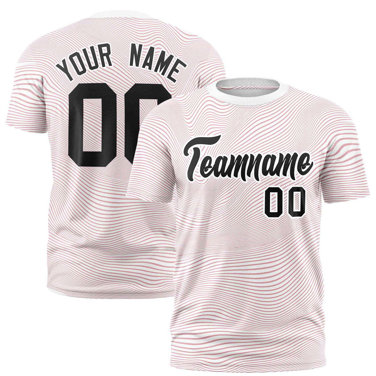 Custom Light Pink Black Personalized High Wire Pattern Performance T-Shirt