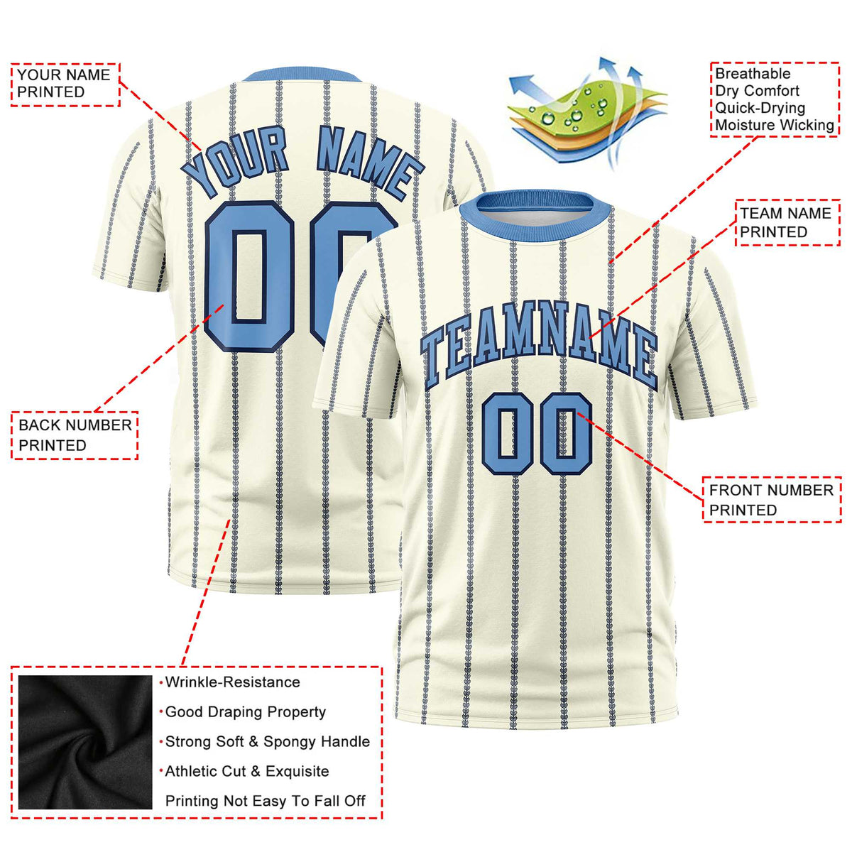 Custom Cream Black Personalized Vertical Stripe Pattern Performance T-Shirt