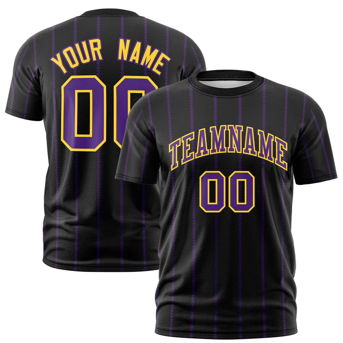 Custom Black Purple Personalized Vertical Stripe Pattern Performance T-Shirt