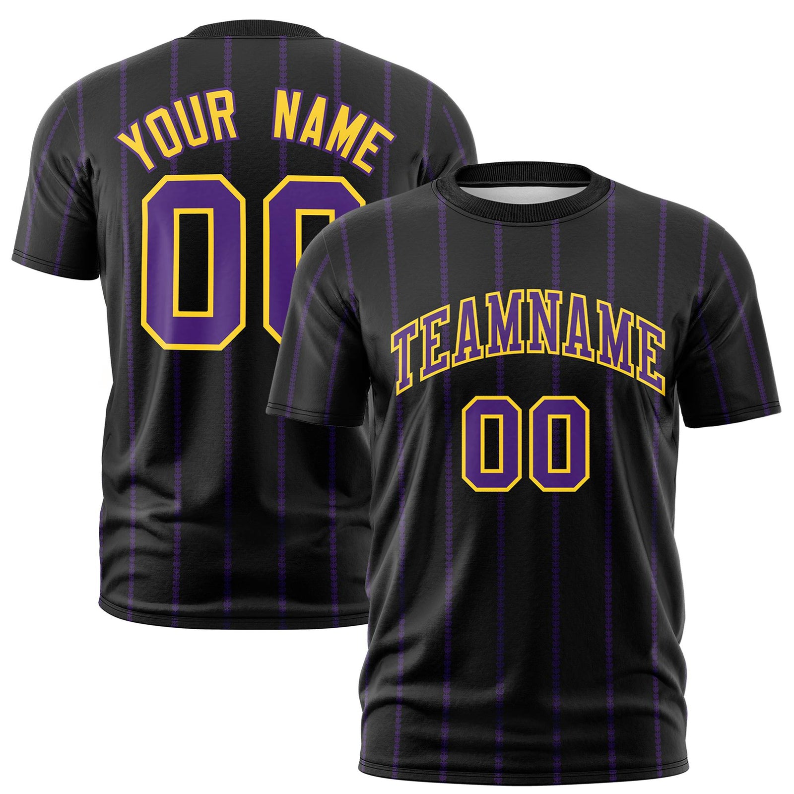 Custom Black Purple Personalized Vertical Stripe Pattern Performance T-Shirt
