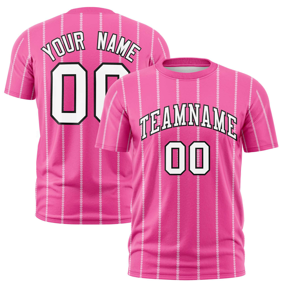 Custom Pink White Personalized Vertical Stripe Pattern Performance T-Shirt