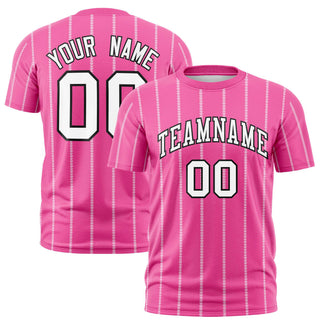 Custom Pink White Personalized Vertical Stripe Pattern Performance T-Shirt - Style 1