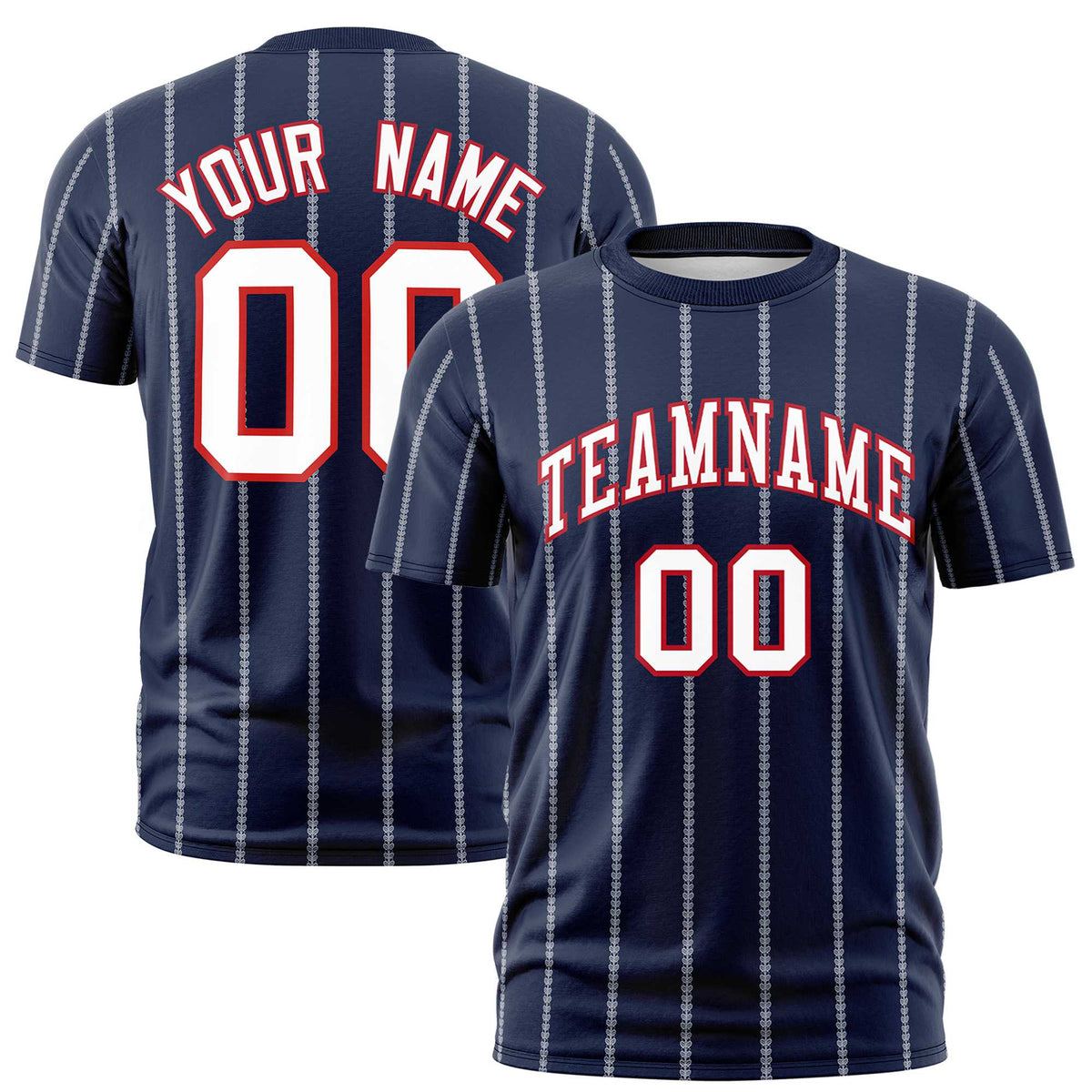 Custom Navy White Personalized Vertical Stripe Pattern Performance T-Shirt