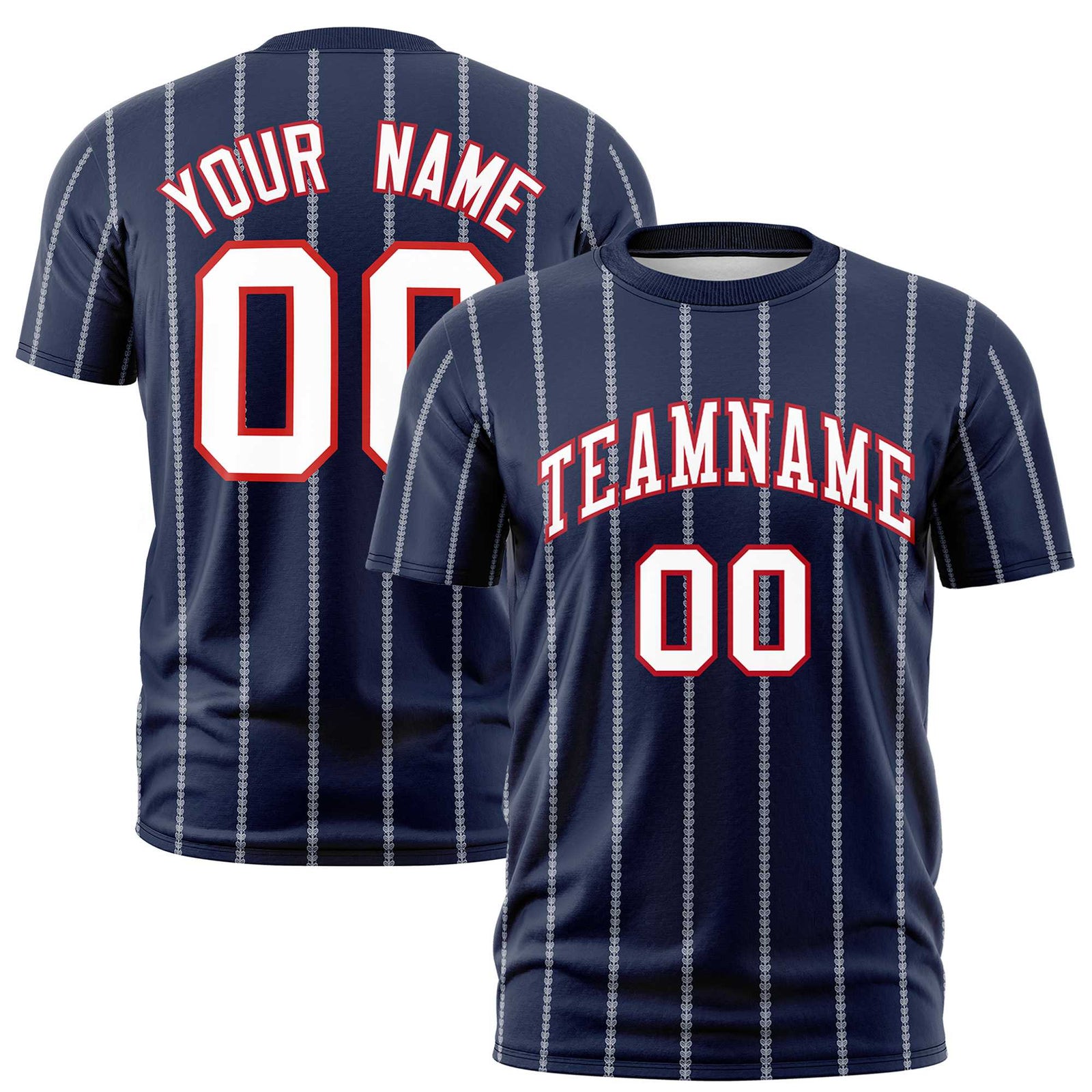 Custom Navy White Personalized Vertical Stripe Pattern Performance T-Shirt