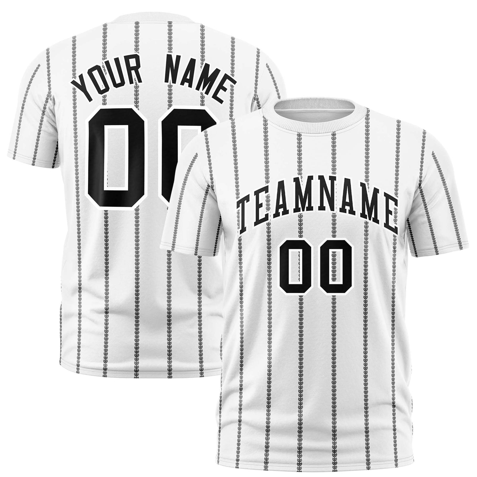 Custom White Black Personalized Vertical Stripe Pattern Performance T-Shirt