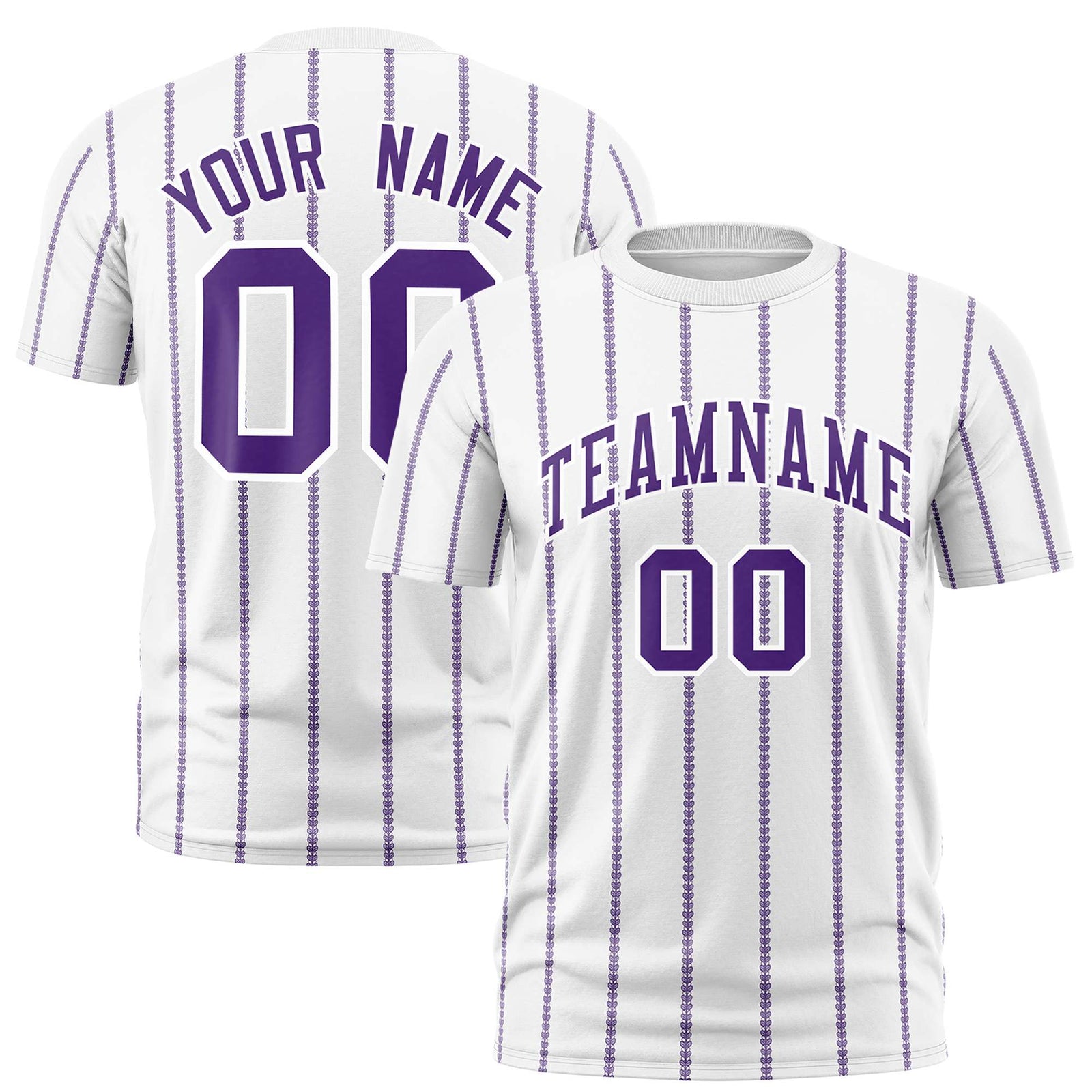 Custom White Purple Personalized Vertical Stripe Pattern Performance T-Shirt