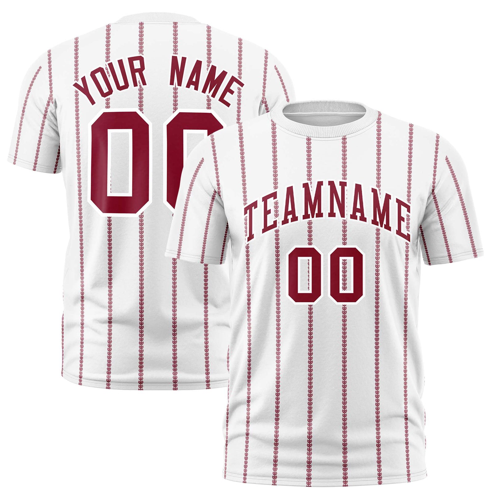 Custom White Red Personalized Vertical Stripe Pattern Performance T-Shirt
