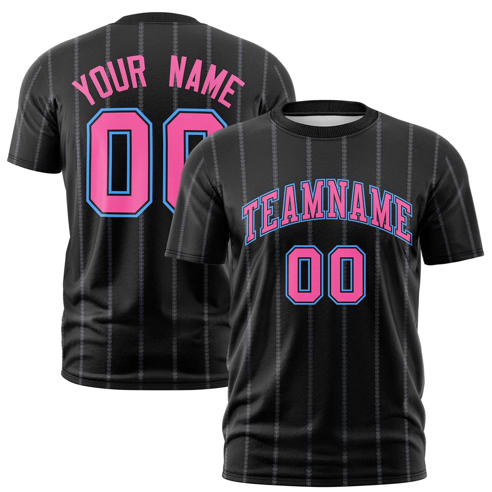 Custom Black Pink Personalized Vertical Stripe Pattern Performance T-Shirt