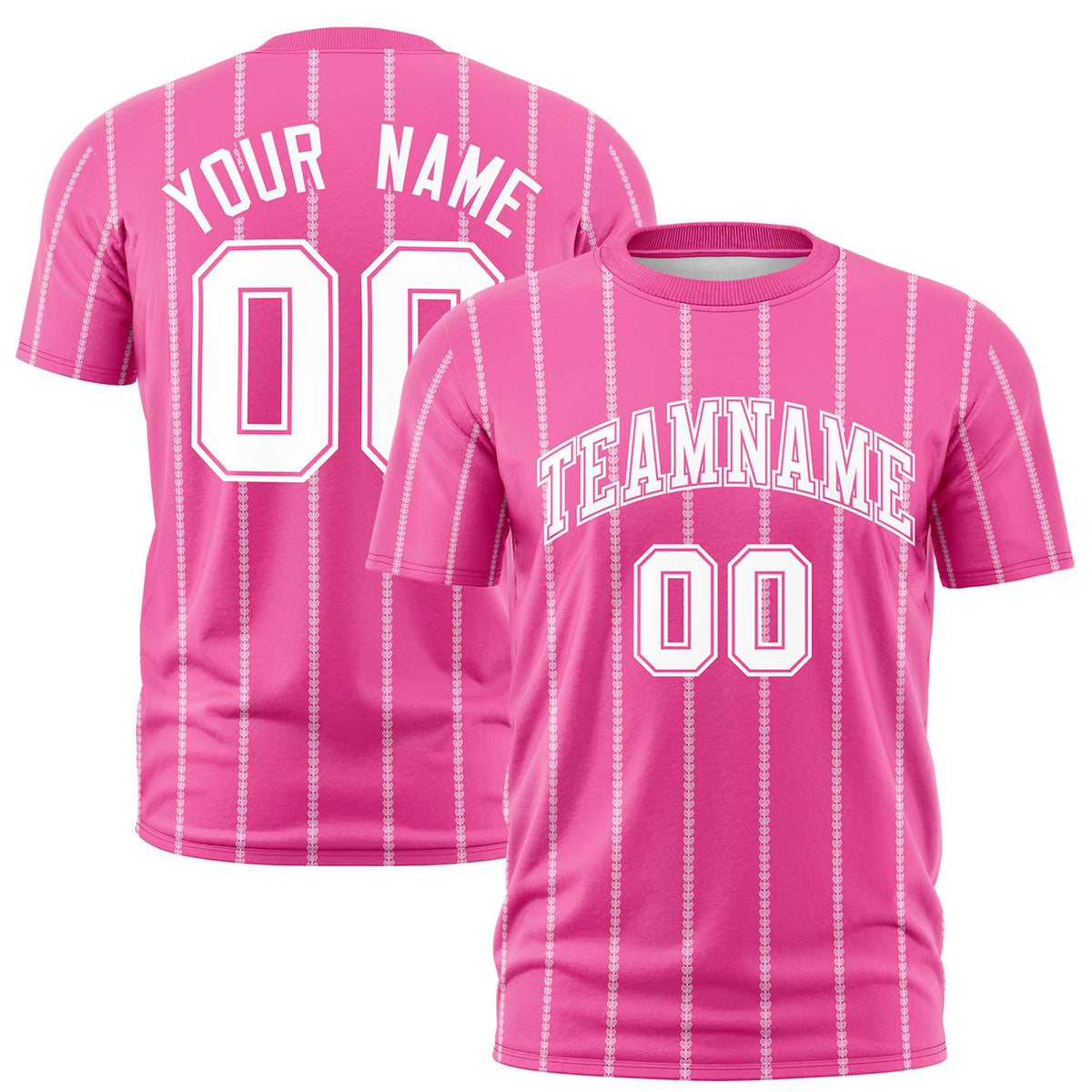 Custom Pink White Personalized Vertical Stripe Pattern Performance T-Shirt