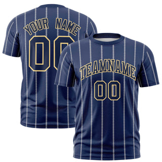 Custom Navy White Personalized Vertical Stripe Pattern Performance T-Shirt - Style 1