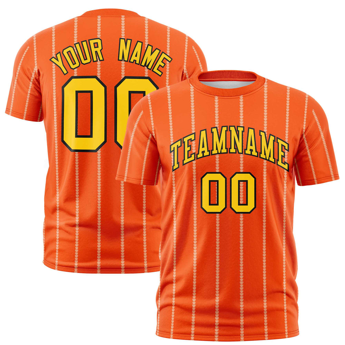 Custom Orange Gold01 Personalized Vertical Stripe Pattern Performance T-Shirt