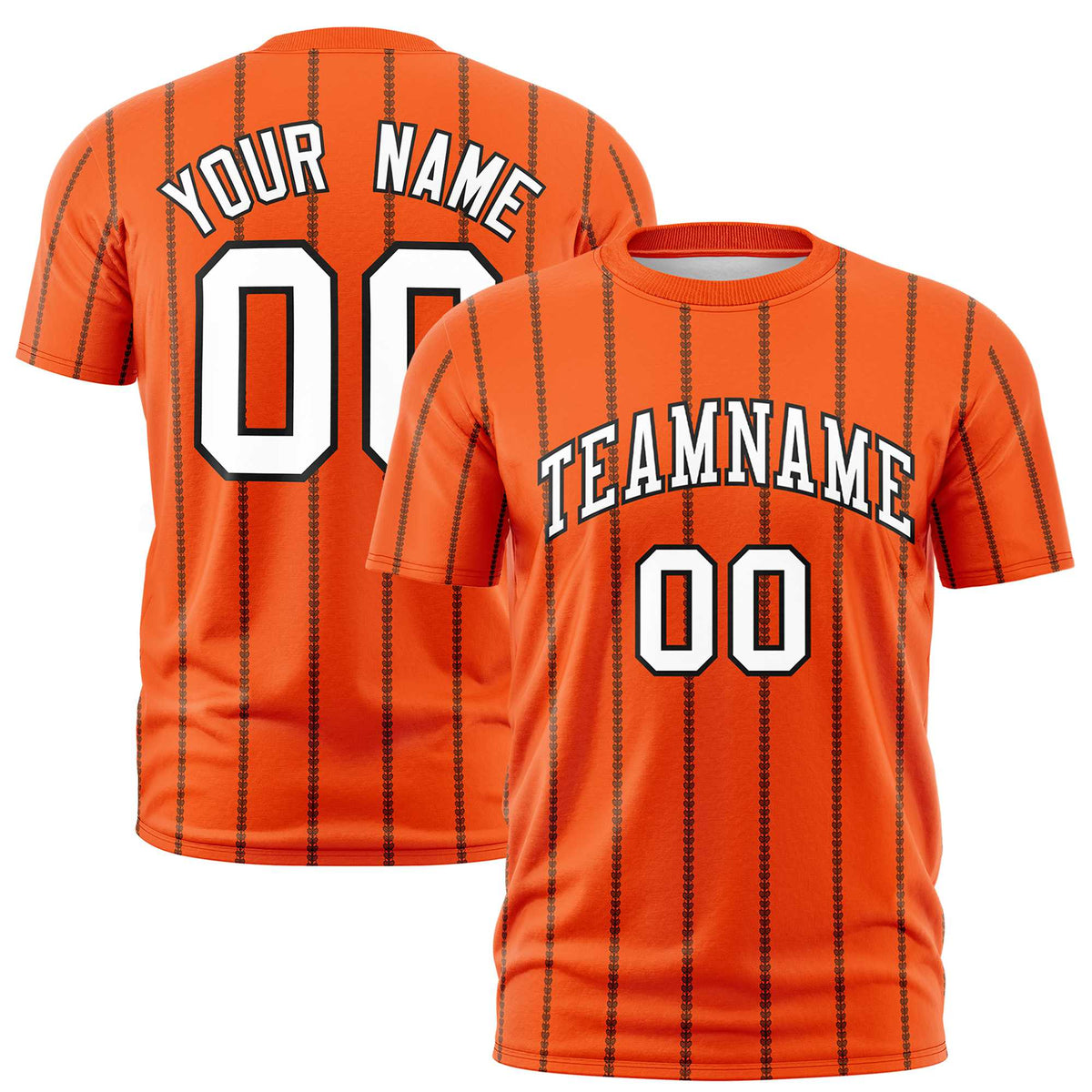 Custom Orange Black Personalized Vertical Stripe Pattern Performance T-Shirt